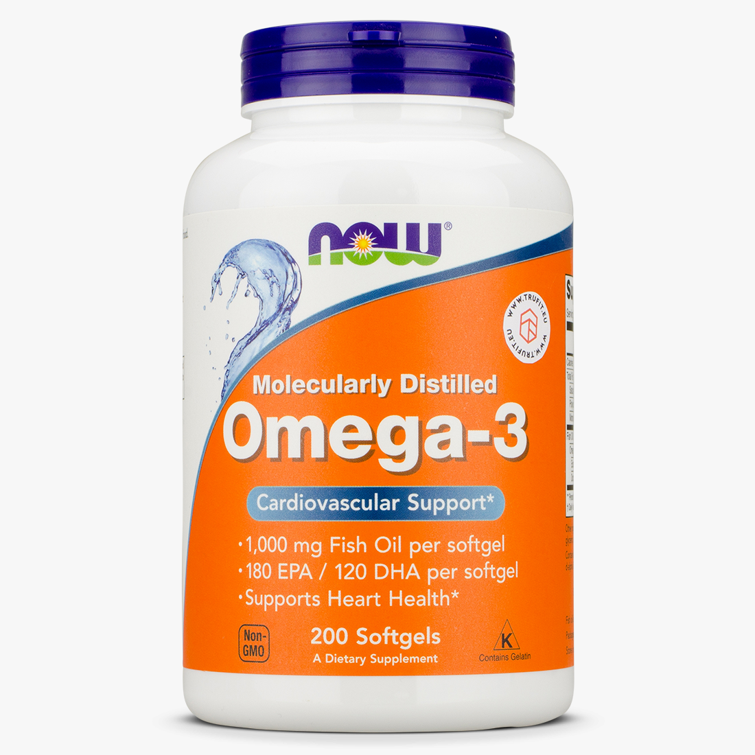 Now Foods Molecularly Distilled Omega-3 Fish Oil Cardiovascular Support 200 Softgels